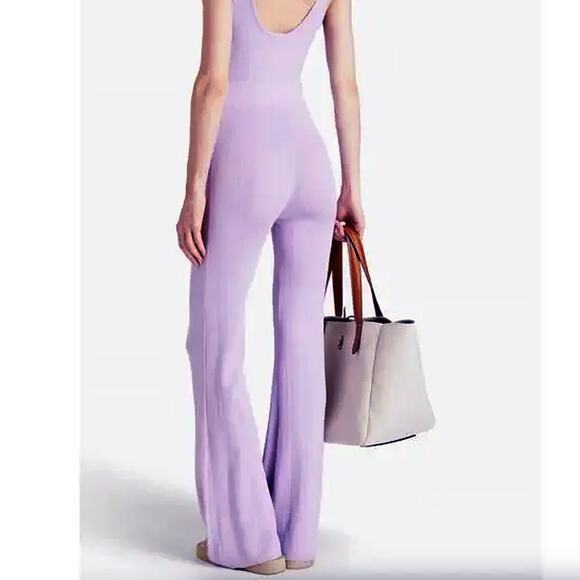 Jonathan Simkhai Purple Ribbed Knit Wide Leg Pants Medium Active Athletic Lounge - Picture 2 of 11